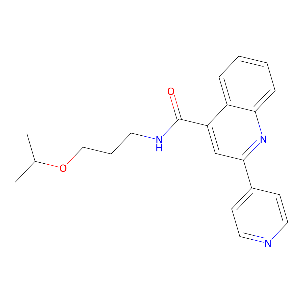 N-(3-isopropoxypropyl)-2-(4-pyridinyl)-4-quinolinecarboxamide molecular structure, CAS 689268-84-6