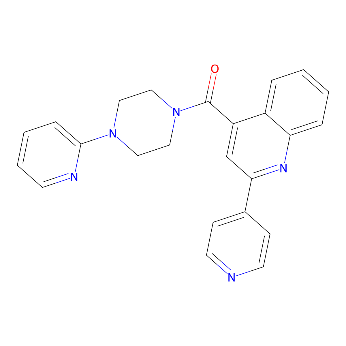 (4-Pyridin-2-ylpiperazin-1-yl)-(2-pyridin-4-ylquinolin-4-yl)methanone molecular structure, CAS 689268-91-5