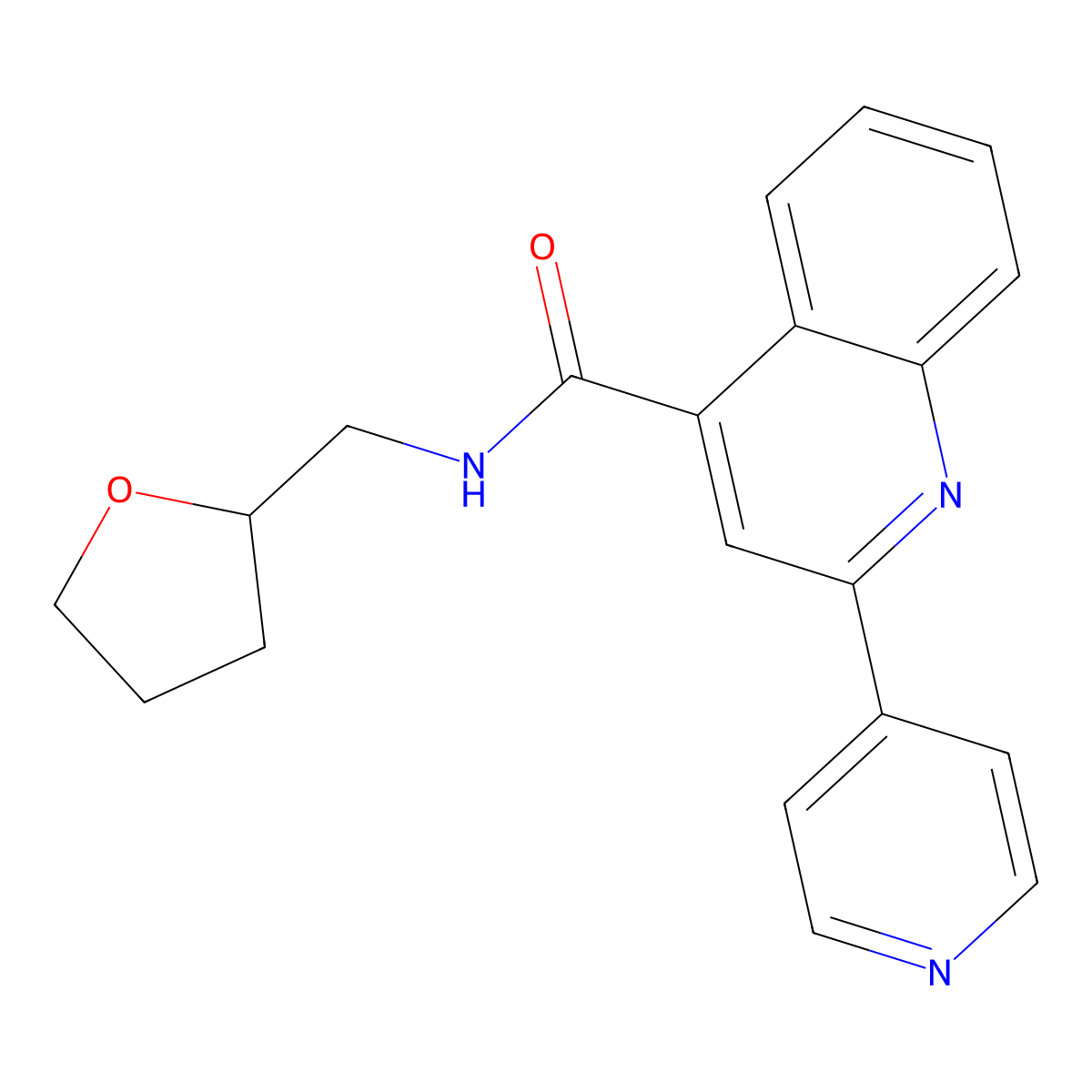 2-pyridin-4-yl-N-(tetrahydrofuran-2-ylmethyl)quinoline-4-carboxamide molecular structure, CAS 689268-96-0