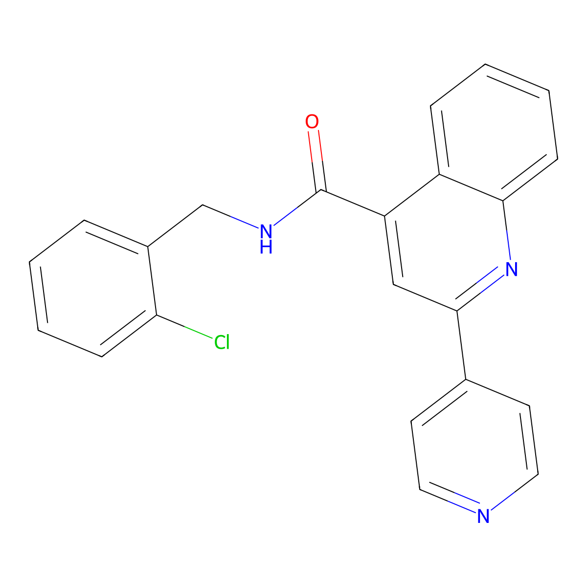 N-(2-chlorobenzyl)-2-pyridin-4-ylquinoline-4-carboxamide molecular structure, CAS 689269-05-4