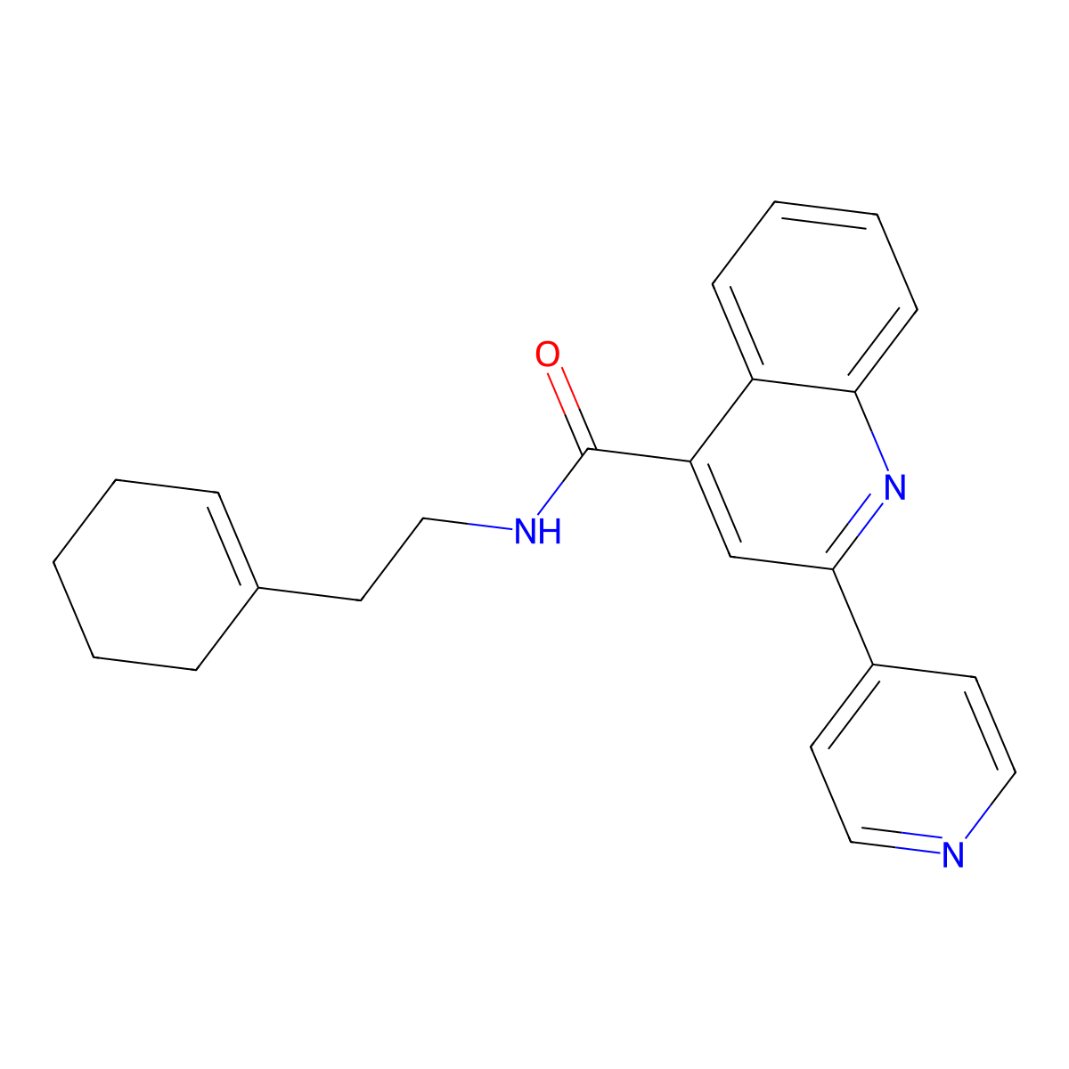 N-[2-(cyclohex-1-en-1-yl)ethyl]-2-(pyridin-4-yl)quinoline-4-carboxamide molecular structure, CAS 689269-11-2