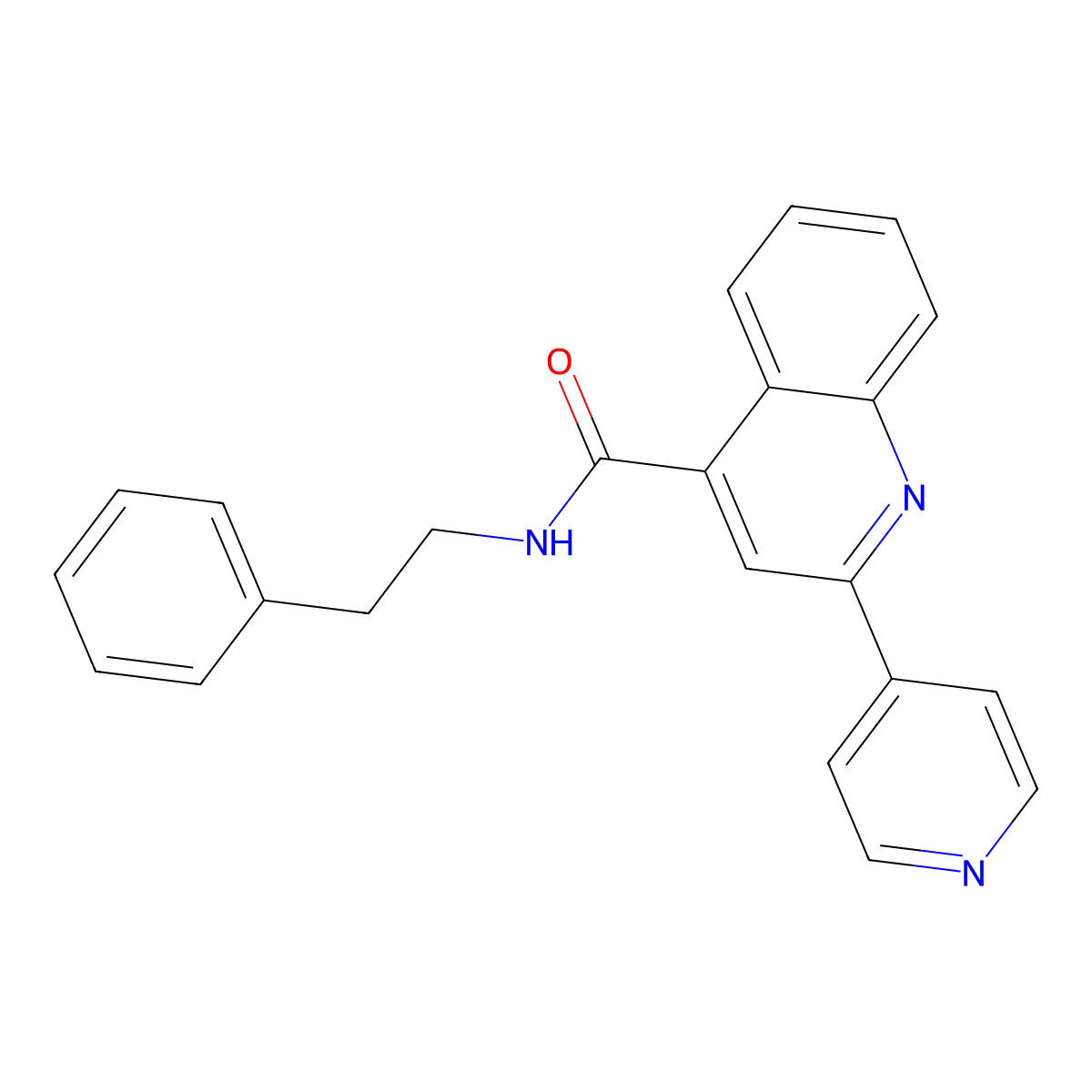 N-(2-phenylethyl)-2-(pyridin-4-yl)quinoline-4-carboxamide molecular structure, CAS 689269-12-3
