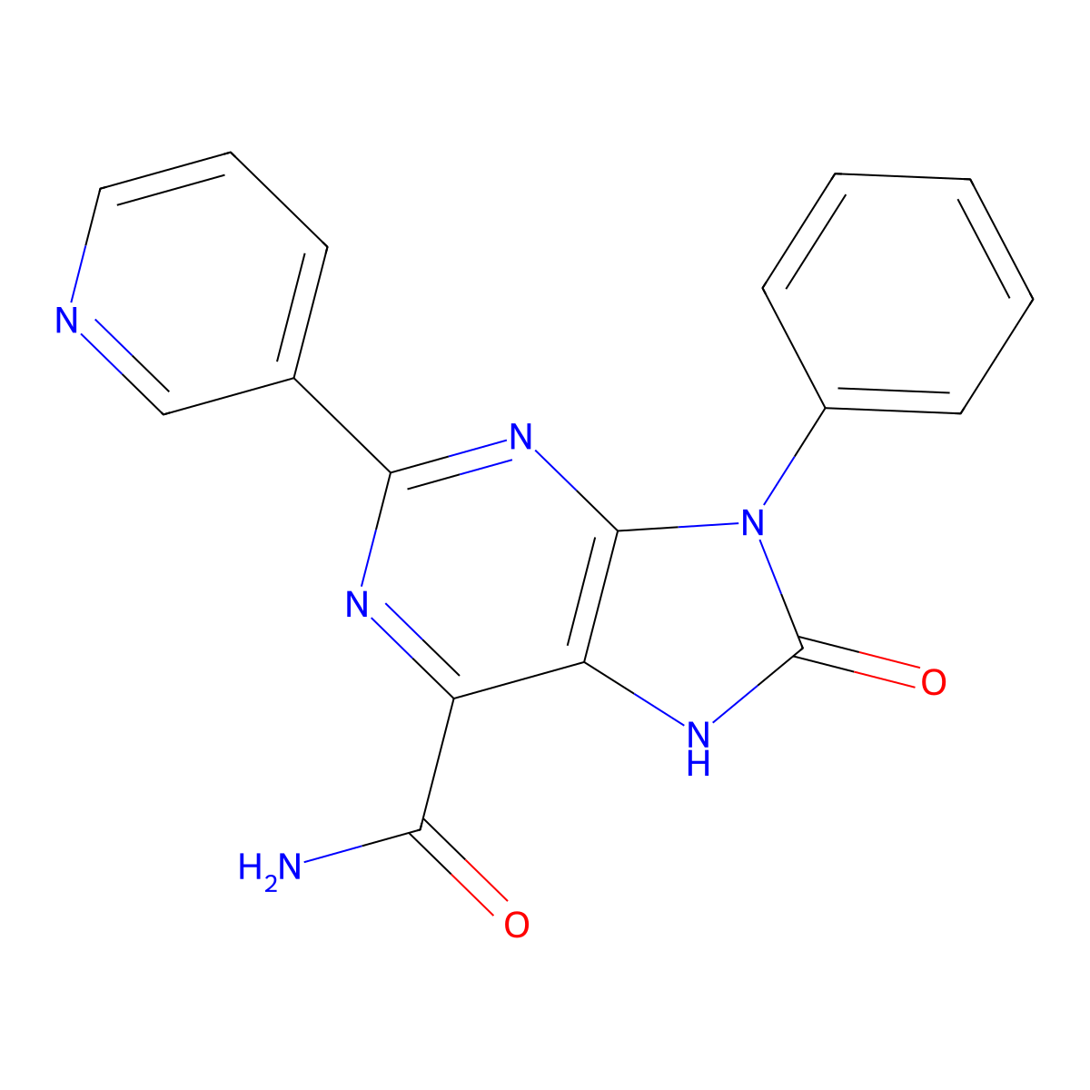 8-Oxo-9-phenyl-2-(pyridin-3-yl)-8,9-dihydro-7H-purine-6-carboxamide molecular structure, CAS 689269-24-7