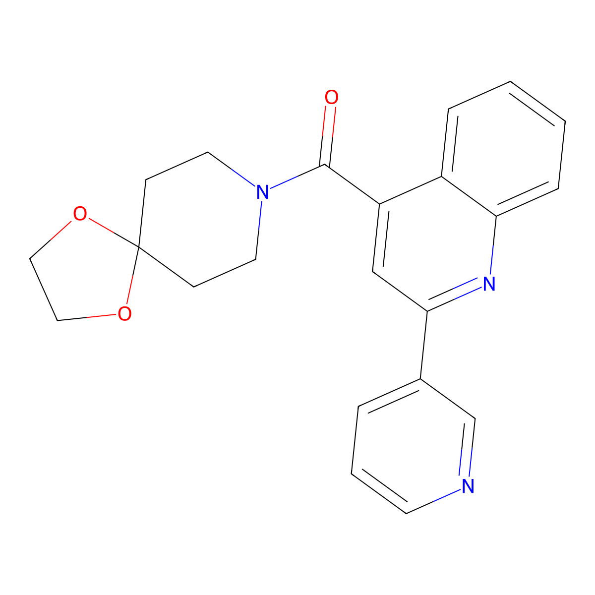 4-(1,4-Dioxa-8-azaspiro[4.5]dec-8-ylcarbonyl)-2-pyridin-3-ylquinoline molecular structure, CAS 689269-46-3