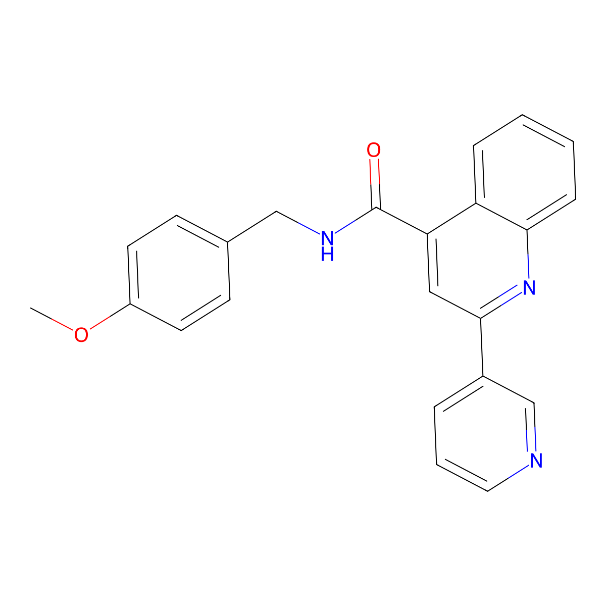N-(4-methoxybenzyl)-2-pyridin-3-ylquinoline-4-carboxamide molecular structure, CAS 689269-55-4