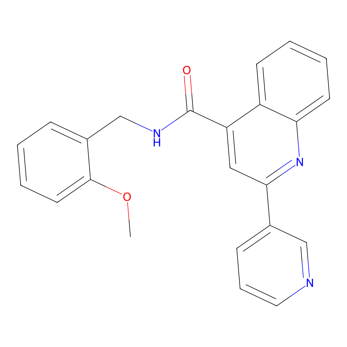 N-(2-methoxybenzyl)-2-pyridin-3-ylquinoline-4-carboxamide molecular structure, CAS 689269-60-1