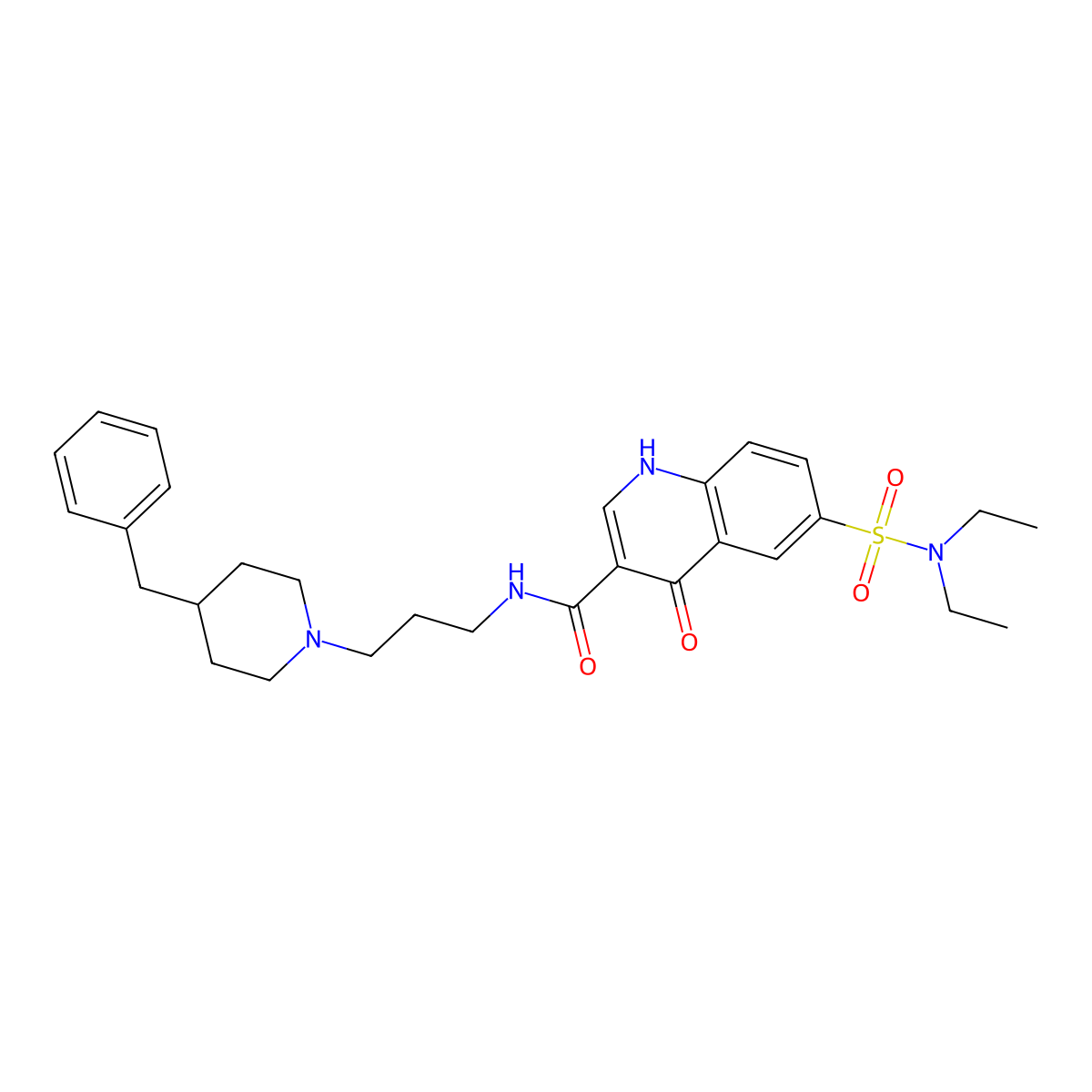 N-[3-(4-Benzylpiperidin-1-YL)propyl]-6-(diethylsulfamoyl)-4-oxo-1,4-dihydroquinoline-3-carboxamide molecular structure, CAS 689272-11-5
