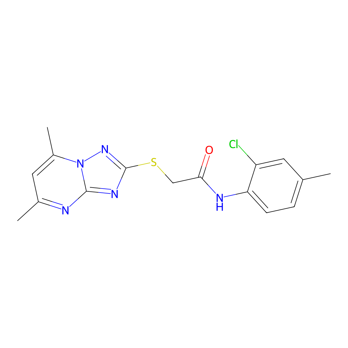 N-(2-Chloro-4-methylphenyl)-2-((5,7-dimethyl-[1,2,4]triazolo[1,5-a]pyrimidin-2-yl)thio)acetamide molecular structure, CAS 689273-45-8