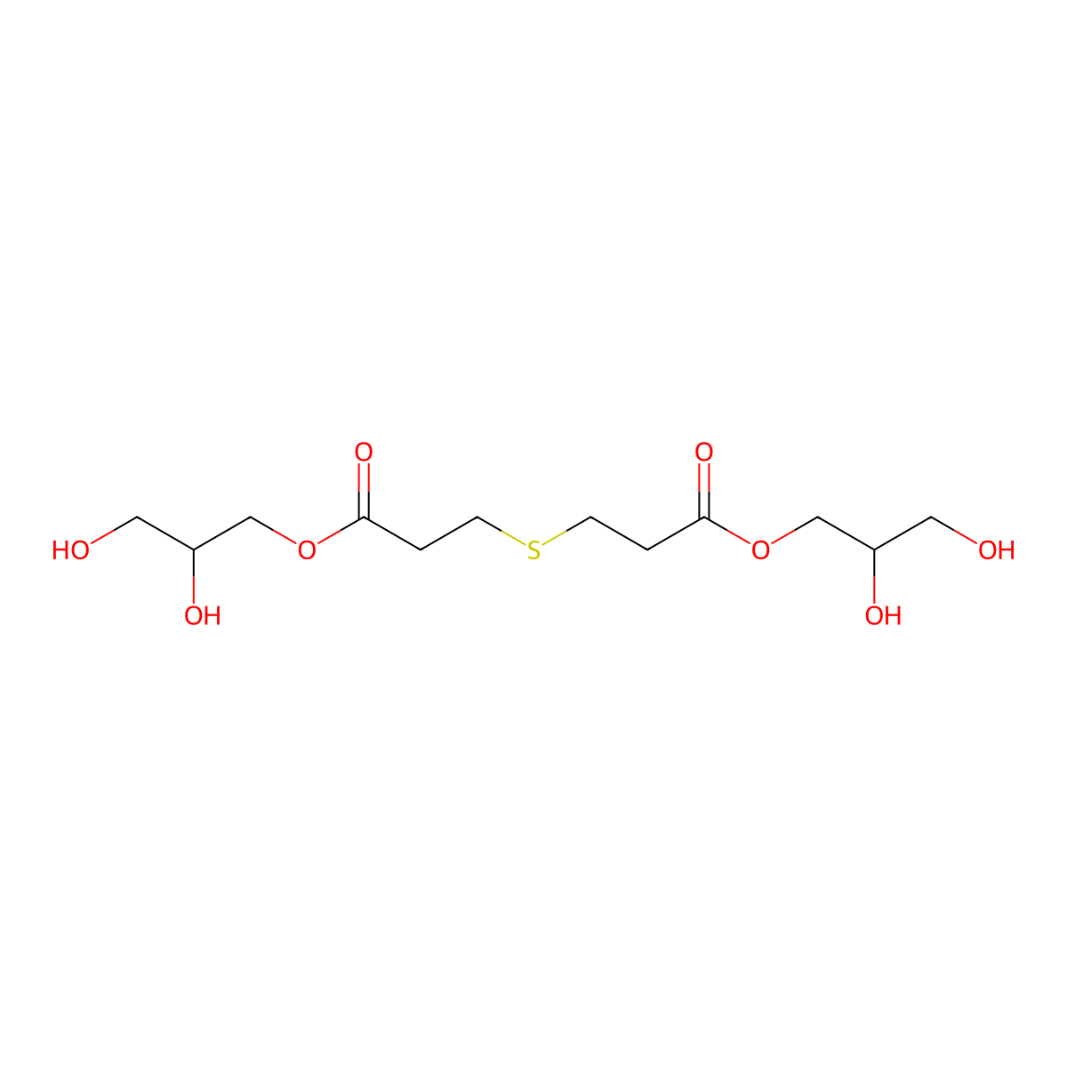 Propanoic acid, 3,3'-thiobis-, 1,1'-bis(2,3-dihydroxypropyl) ester molecular structure, CAS 68928-36-9