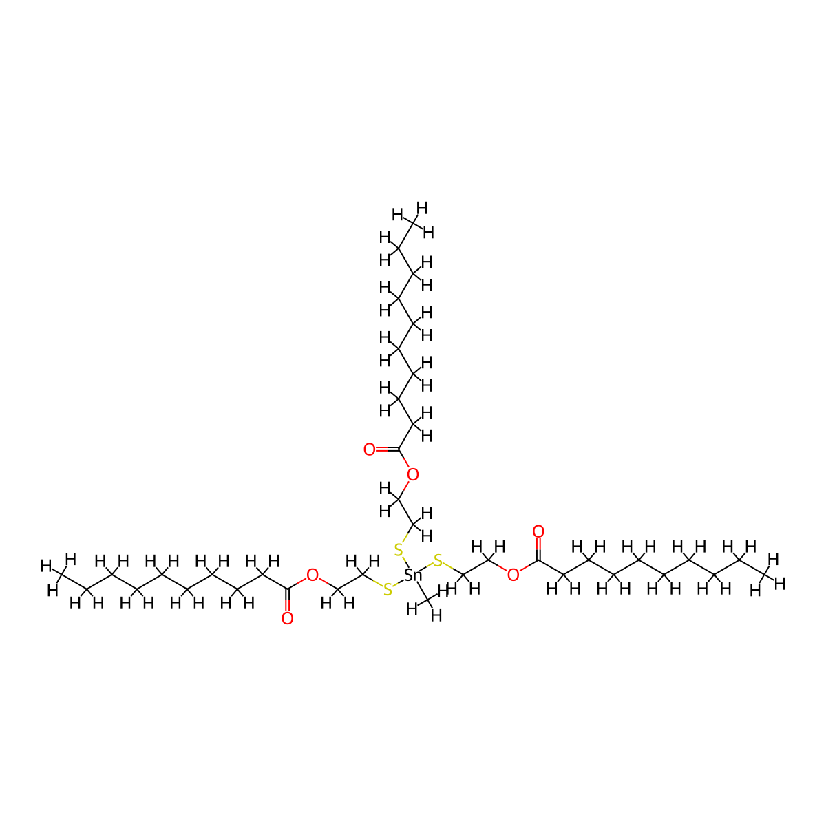 Decanoic acid, 1,1',1''-[(methylstannylidyne)tris(thio-2,1-ethanediyl)] ester molecular structure, CAS 68928-50-7
