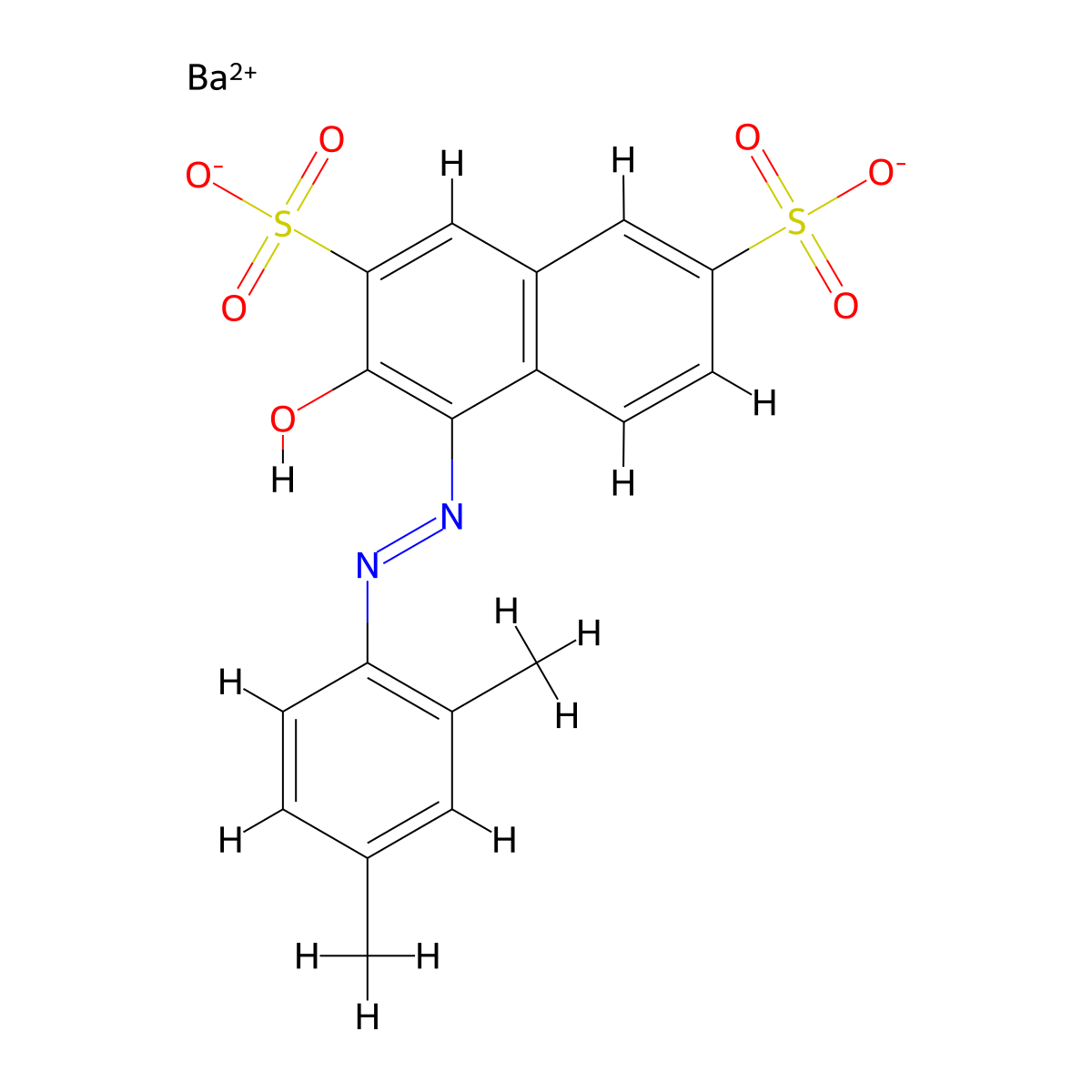 2,7-Naphthalenedisulfonic acid, 4-[2-(2,4-dimethylphenyl)diazenyl]-3-hydroxy-, barium salt (1:1) molecular structure, CAS 68928-54-1