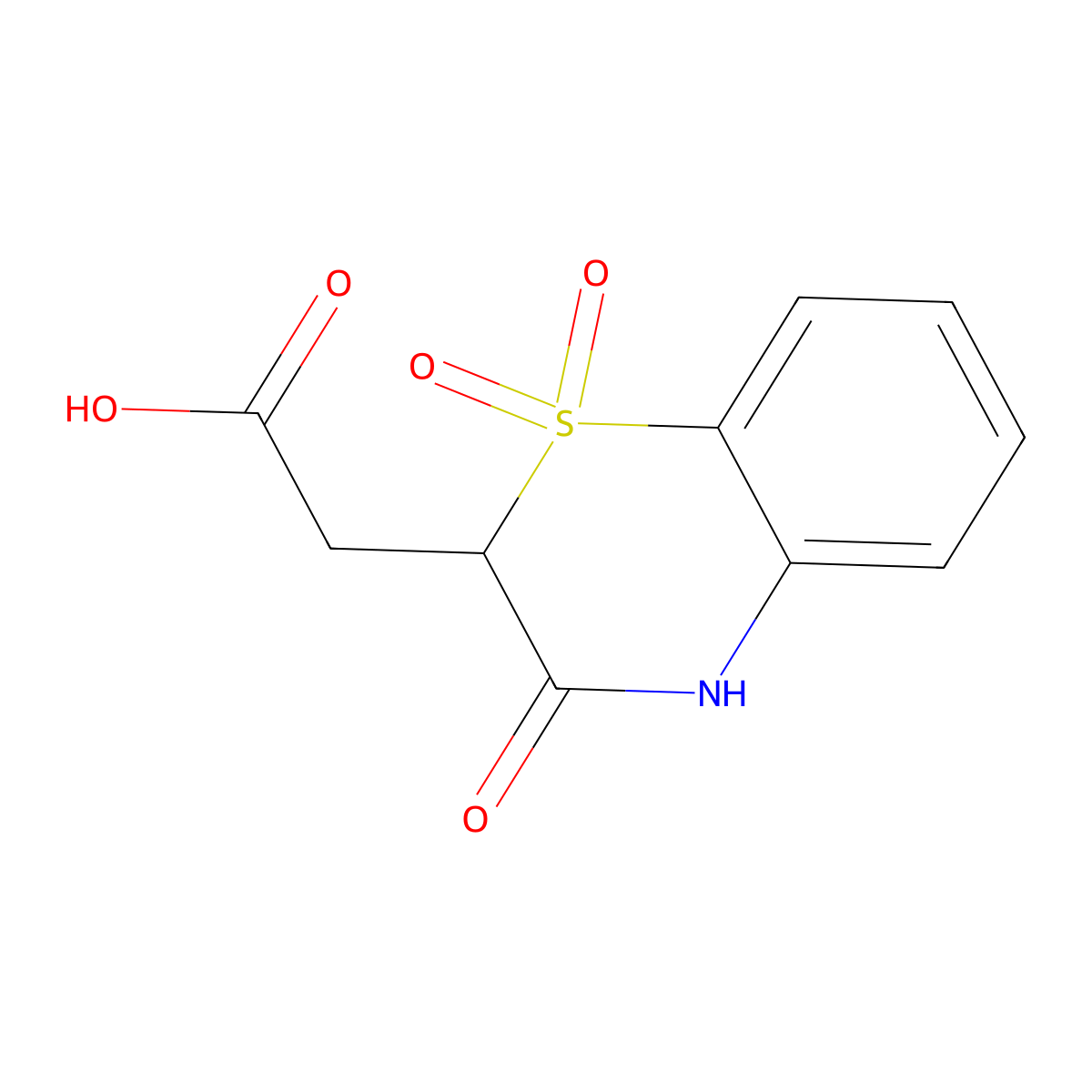 2-(1,1,3-Trioxo-4H-1lambda6,4-benzothiazin-2-yl)acetic acid molecular structure, CAS 689281-03-6