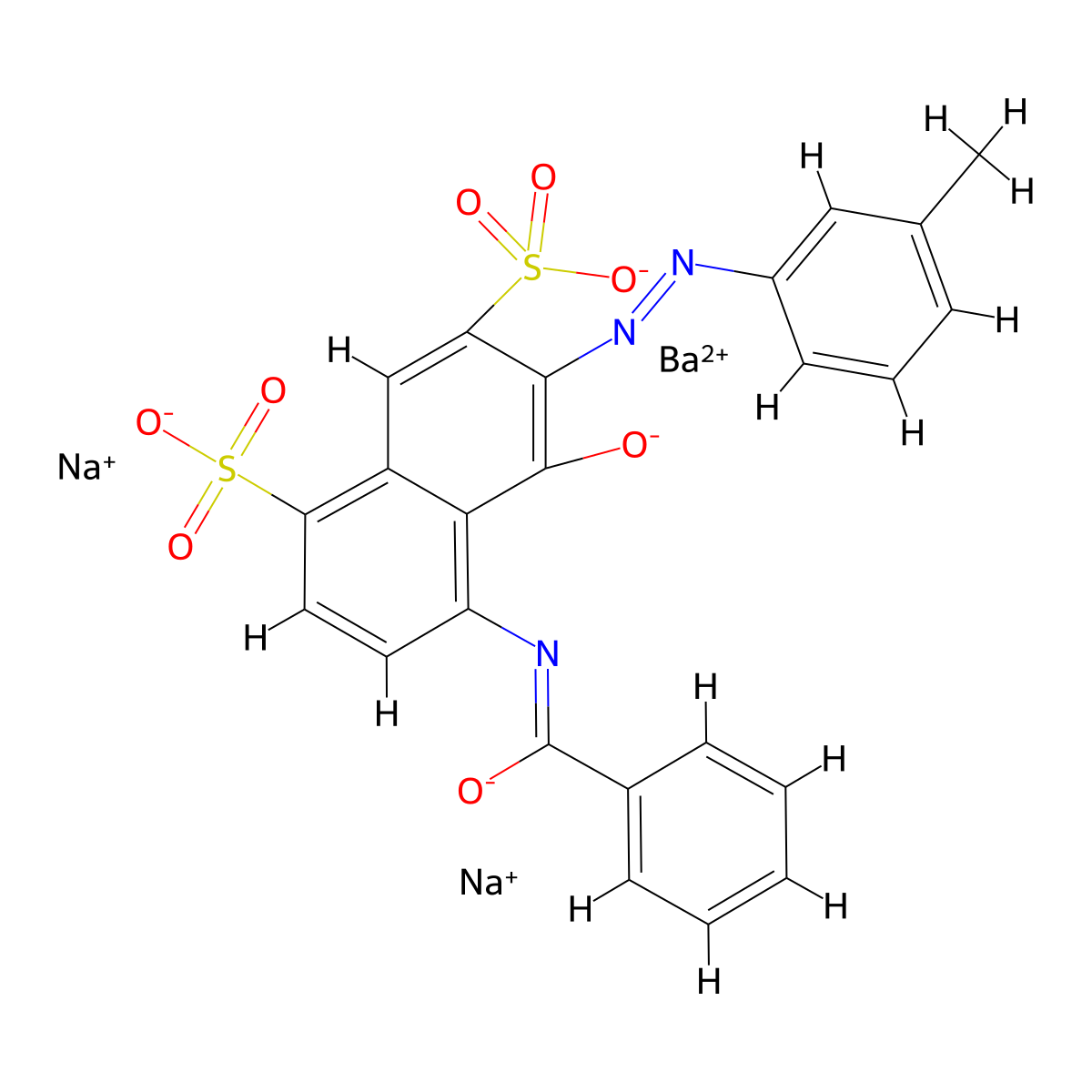 1,7-Naphthalenedisulfonic acid, 4-(benzoylamino)-5-hydroxy-6-[2-(3-methylphenyl)diazenyl]-, barium sodium salt (1:1:2) molecular structure, CAS 68929-13-5
