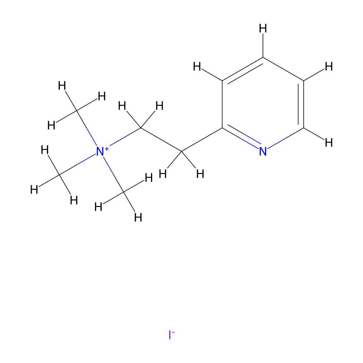 Ammonium, trimethyl(2-(2-pyridyl)ethyl)-, iodide molecular structure, CAS 6893-37-4