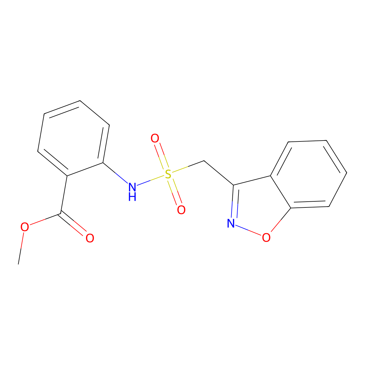 Methyl 2-(benzo[d]isoxazol-3-ylmethylsulfonamido)benzoate molecular structure, CAS 68936-28-7