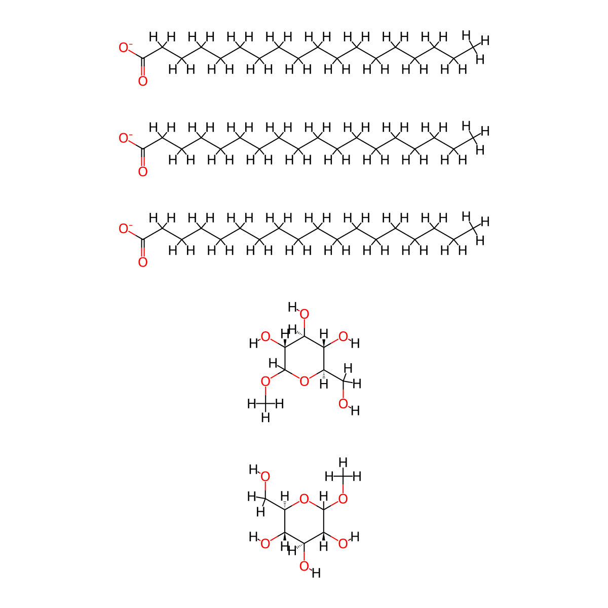 Methyl Glucose Sesquistearate molecular structure, CAS 68936-95-8