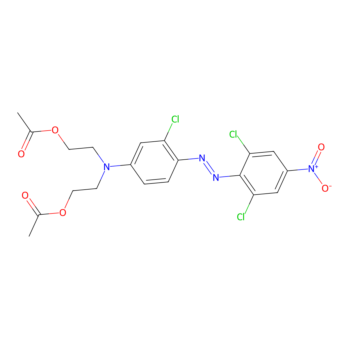 Ethanol, 2,2'-[[3-chloro-4-[2-(2,6-dichloro-4-nitrophenyl)diazenyl]phenyl]imino]bis-, 1,1'-diacetate molecular structure, CAS 68938-64-7