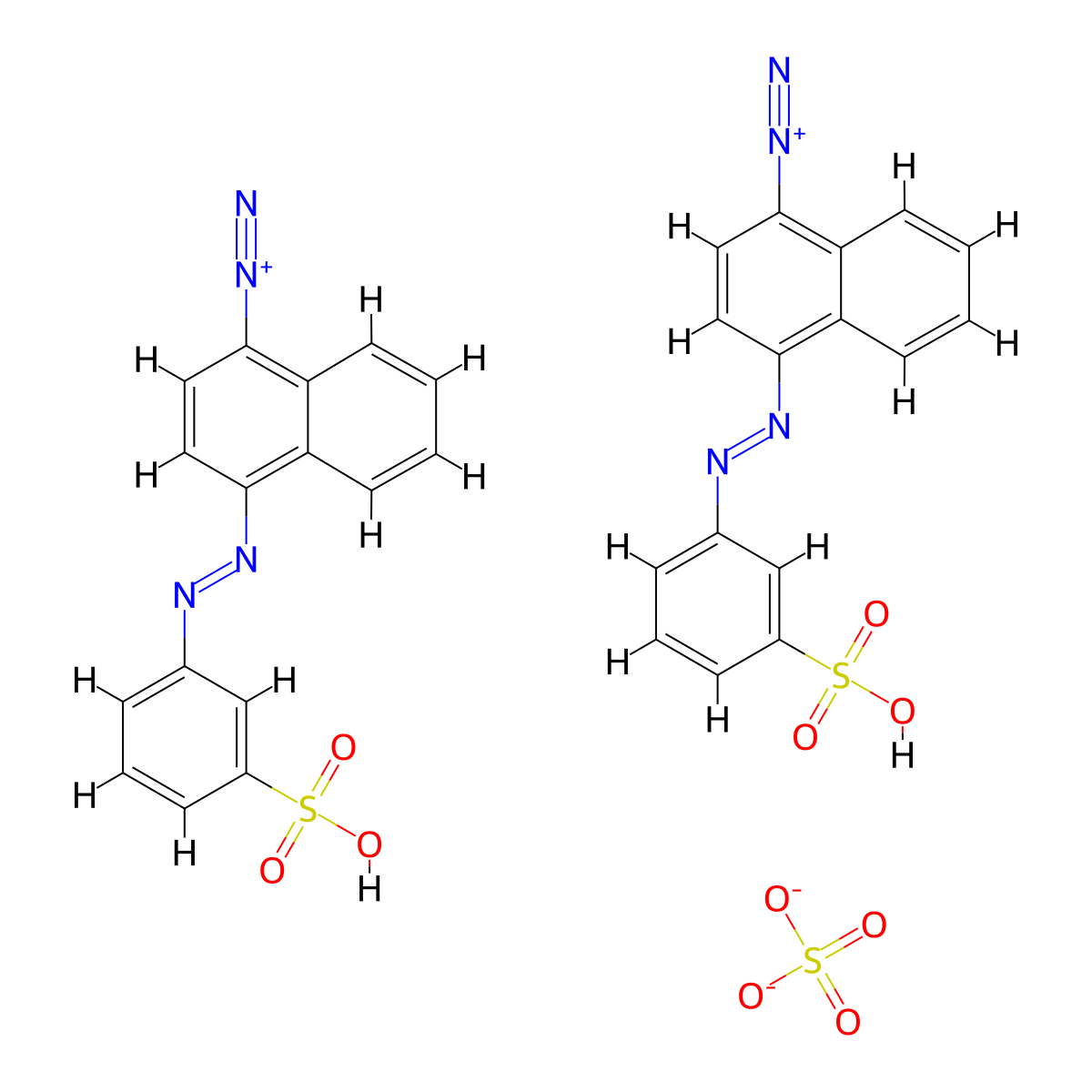 1-Naphthalenediazonium, 4-[2-(3-sulfophenyl)diazenyl]-, sulfate (2:1) molecular structure, CAS 68938-67-0