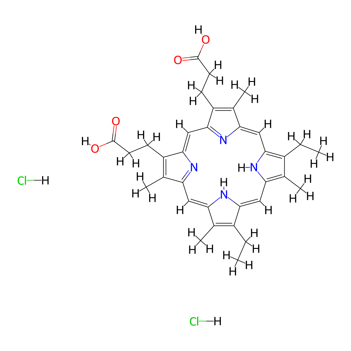Mesoporphyrin IX, dihydrochloride molecular structure, CAS 68938-72-7