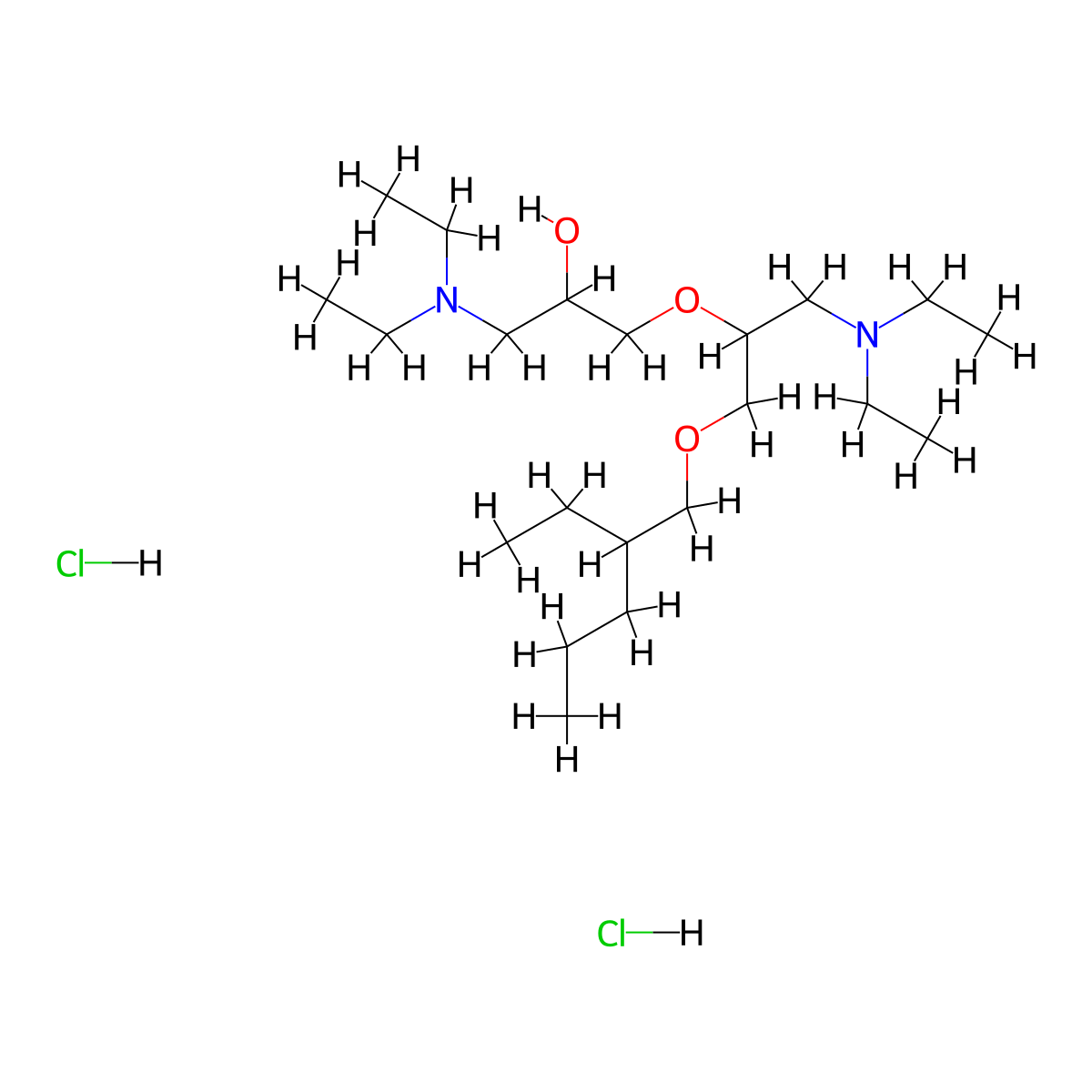 2-Propanol, 1-(diethylamino)-3-(2-(diethylamino)-1-(((2-ethylpentyl)oxy)methyl)ethoxy)-, hydrochloride (1:2) molecular structure, CAS 68938-75-0