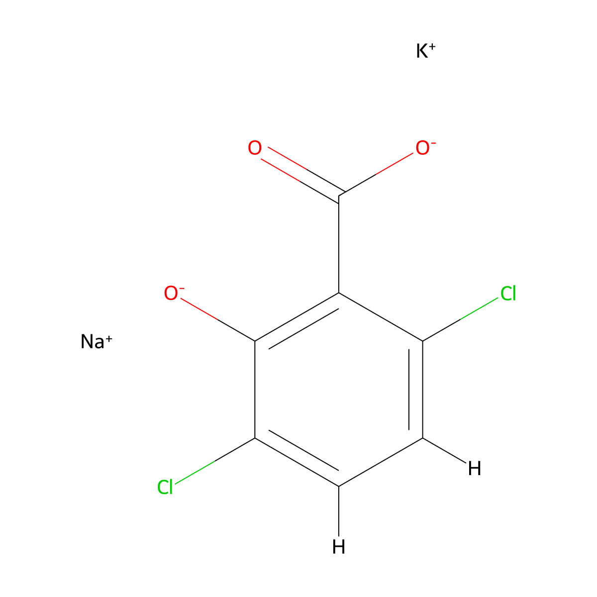 Potassium sodium 2,6-dichlorosalicylate molecular structure, CAS 68938-79-4