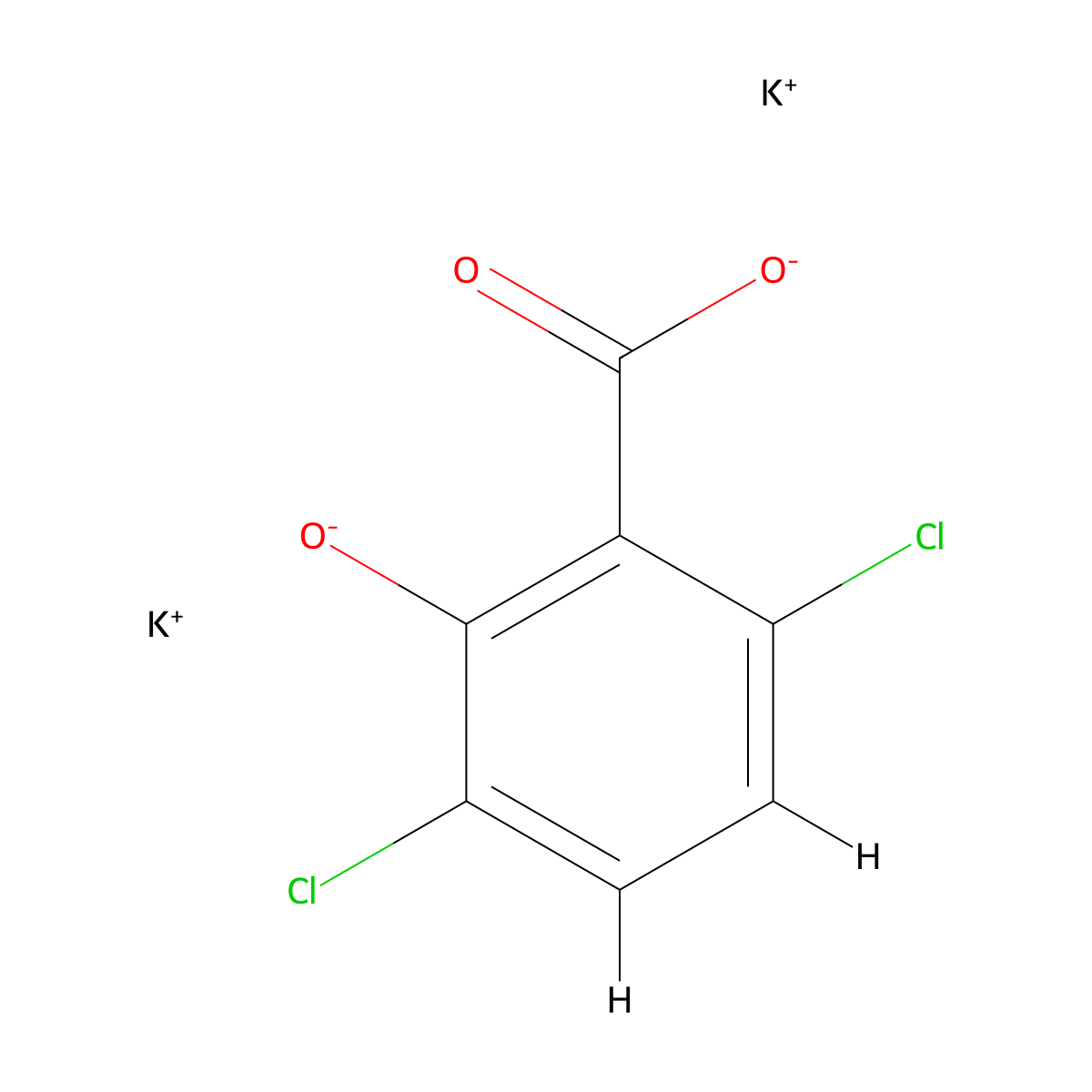 Benzoic acid, 3,6-dichloro-2-hydroxy-, potassium salt (1:2) molecular structure, CAS 68938-80-7