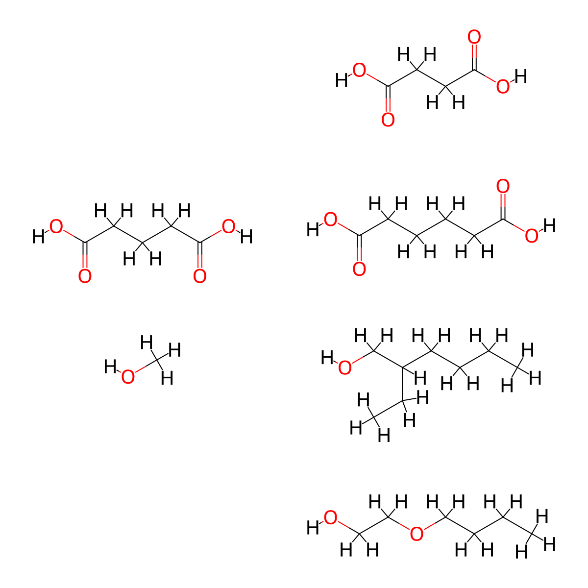 Hexanedioic acid, mixed esters with 2-butoxyethanol, 2-ethylhexanol, glutaric acid, methanol and succinic acid molecular structure, CAS 68954-46-1