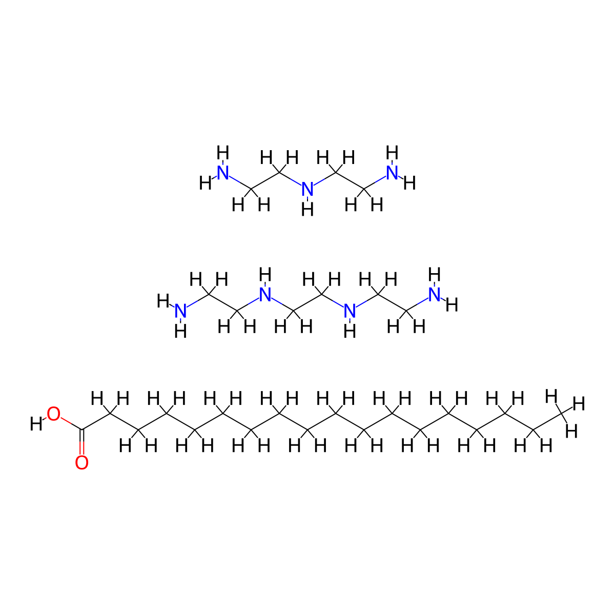 Octadecanoic acid, reaction products with diethylenetriamine and triethylenetetramine molecular structure, CAS 68954-57-4