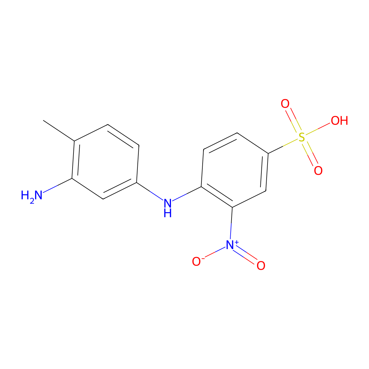 Benzenesulfonic acid, 4-[(3-amino-4-methylphenyl)amino]-3-nitro- molecular structure, CAS 68957-42-6