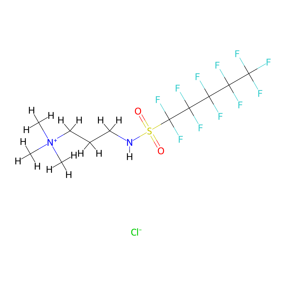1-Propanaminium, N,N,N-trimethyl-3-[[(1,1,2,2,3,3,4,4,5,5,5-undecafluoropentyl)sulfonyl]amino]-, chloride (1:1) molecular structure, CAS 68957-55-1