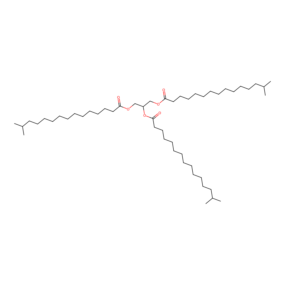 Isohexadecanoic acid, 1,1',1''-(1,2,3-propanetriyl) ester molecular structure, CAS 68957-79-9