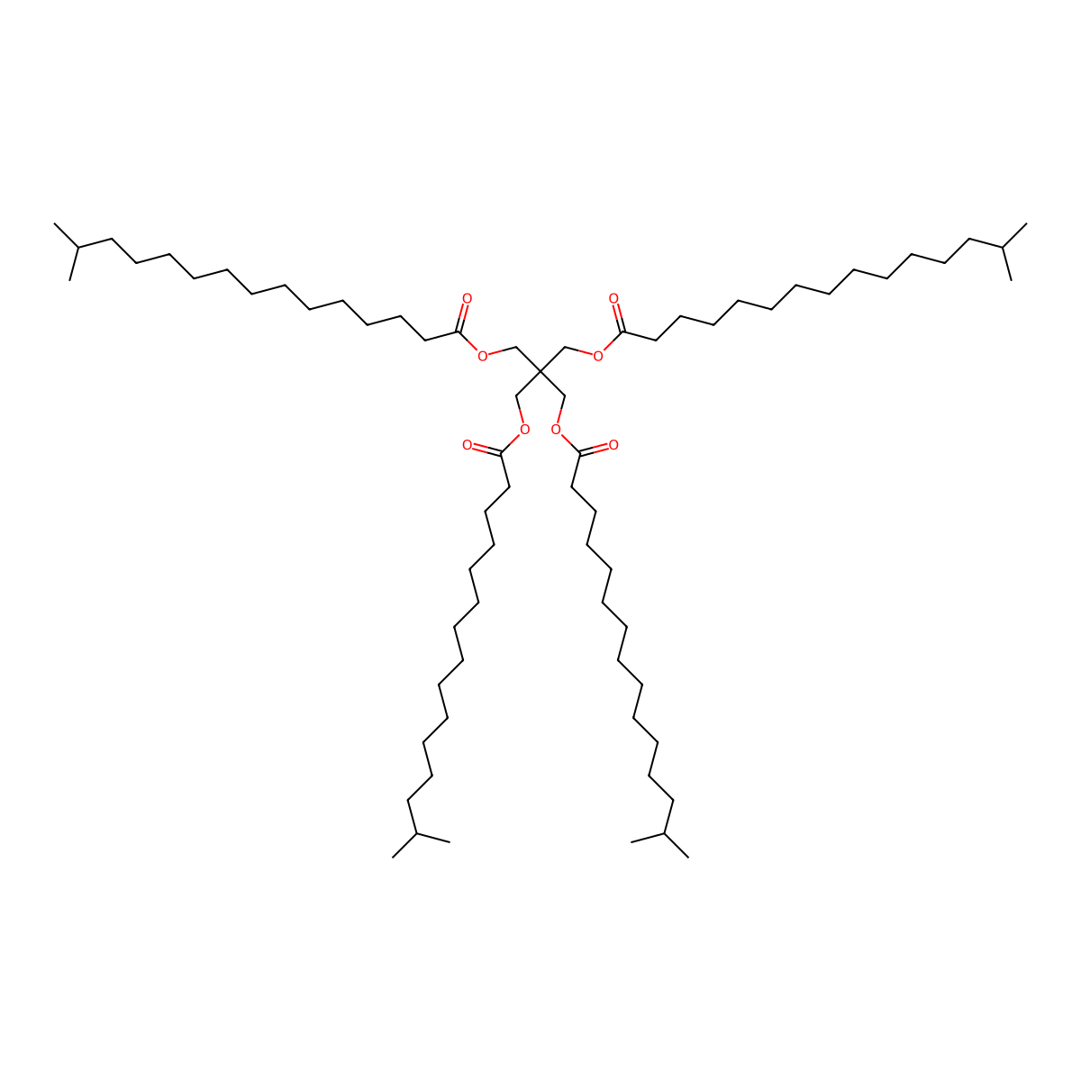 Isohexadecanoic acid, 1,1'-(2,2-bis(((1-oxoisohexadecyl)oxy)methyl)-1,3-propanediyl) ester molecular structure, CAS 68957-81-3