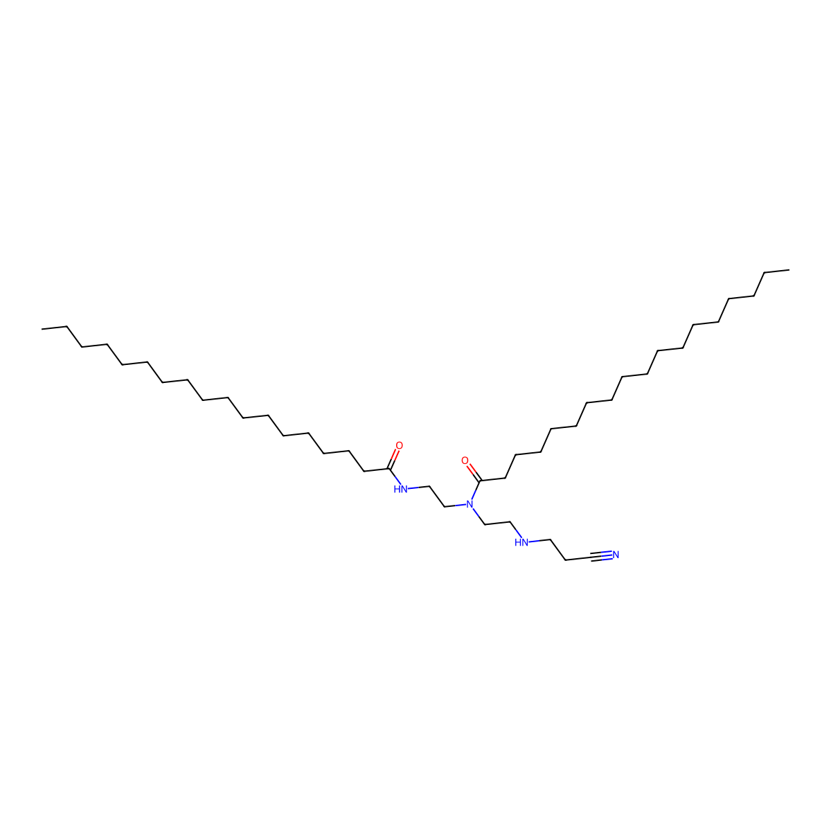 Octadecanoic acid, diamide with 3-[[2-[(2-aminoethyl)amino]ethyl]amino]propanenitrile molecular structure, CAS 68958-49-6