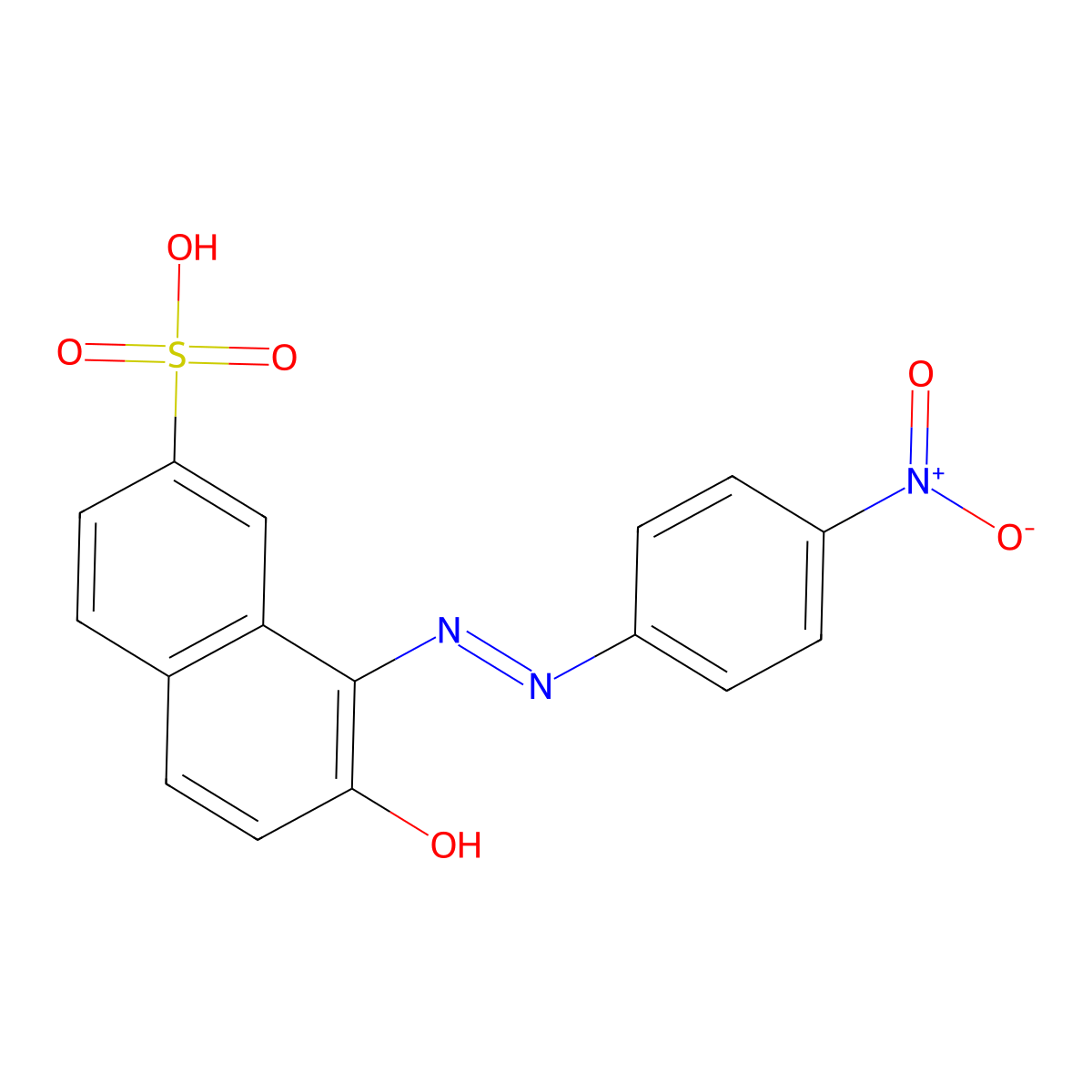 2-Naphthalenesulfonic acid, 7-hydroxy-8-(2-(4-nitrophenyl)diazenyl)- molecular structure, CAS 68959-12-6