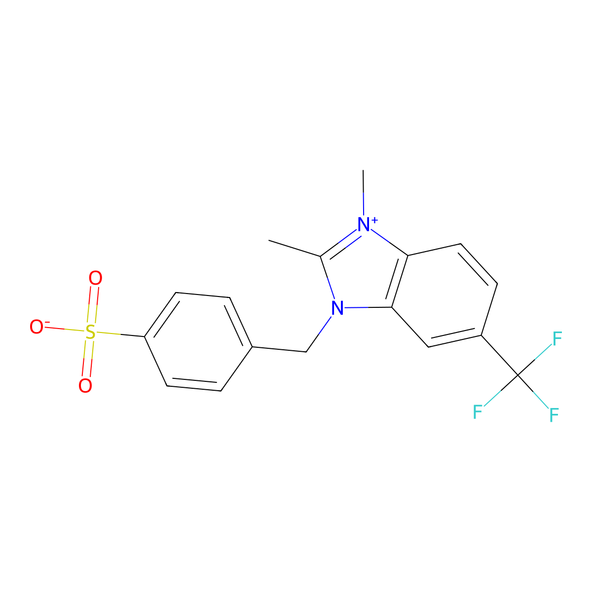 1h-benzimidazolium, 1,2-dimethyl-3-((4-sulfophenyl)methyl)-5-(trifluoromethyl)-, inner salt molecular structure, CAS 68959-22-8