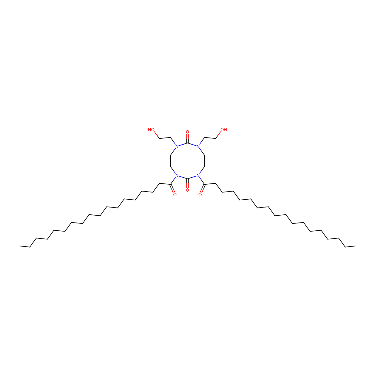 1,3,6,8-Tetrazecine-2,7-dione, octahydro-1,3-bis(2-hydroxyethyl)-6,8-bis(1-oxooctadecyl)- molecular structure, CAS 68959-31-9