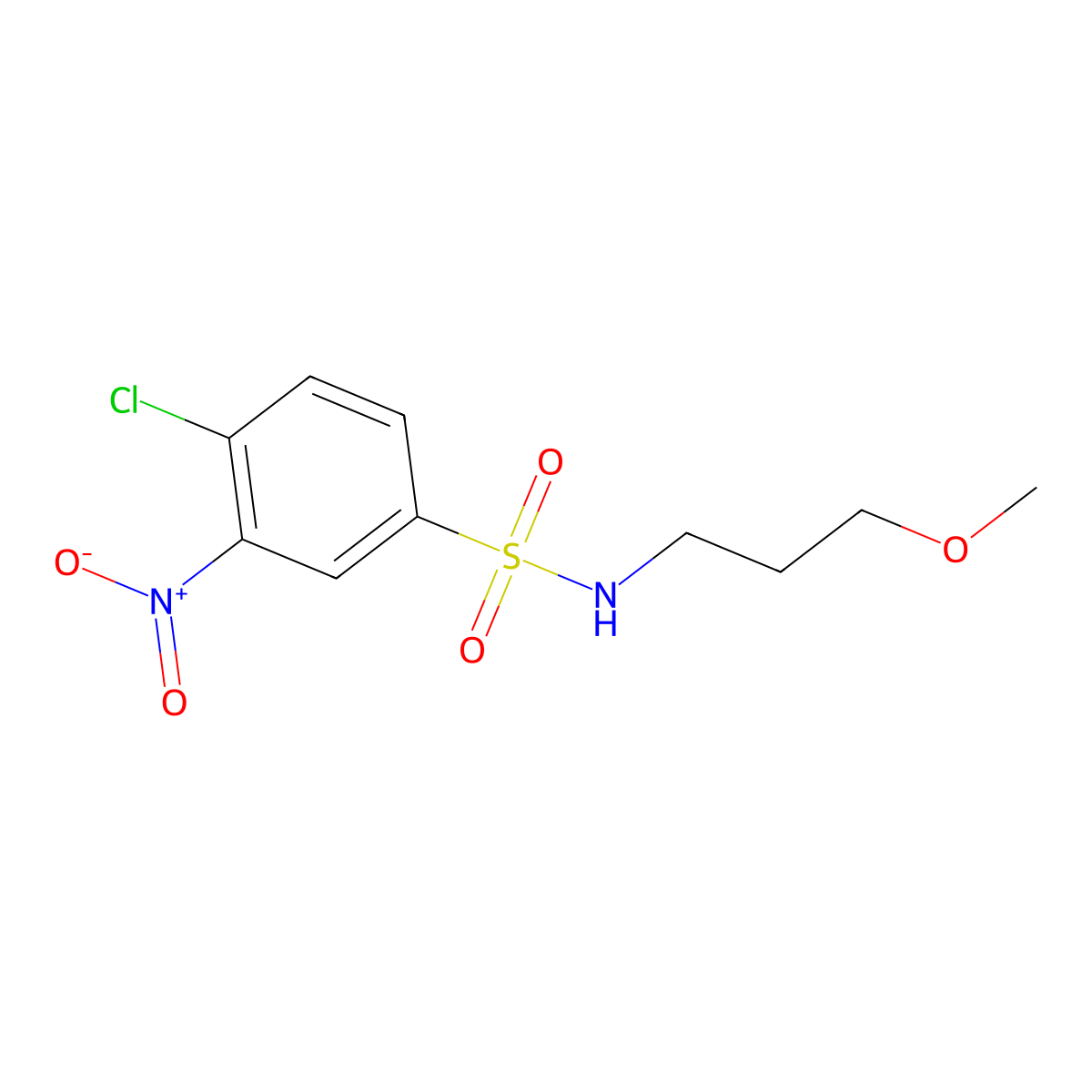 Benzenesulfonamide, 4-chloro-N-(3-methoxypropyl)-3-nitro- molecular structure, CAS 68959-43-3