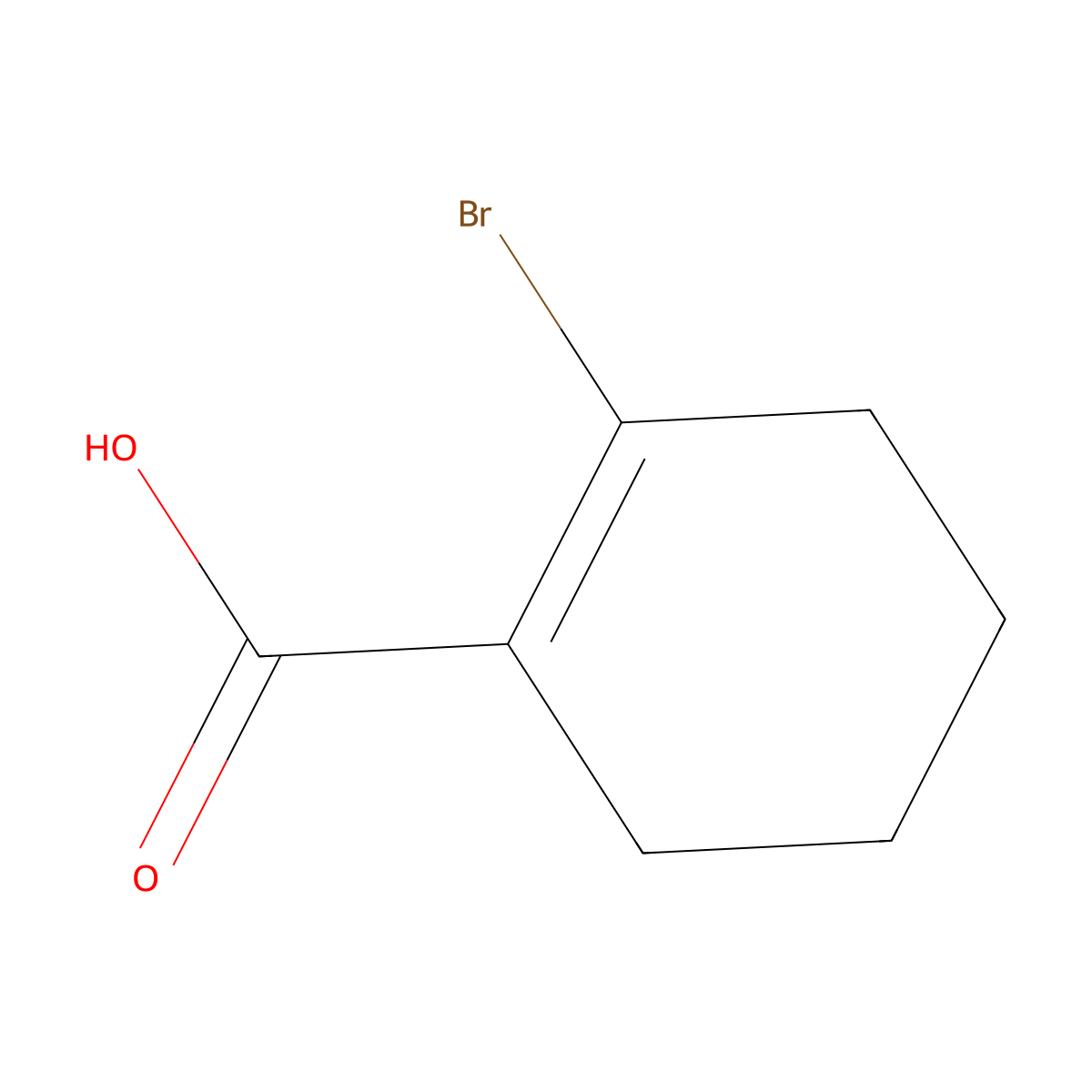 1-Cyclohexene-1-carboxylic acid, 2-bromo- molecular structure, CAS 68965-62-8
