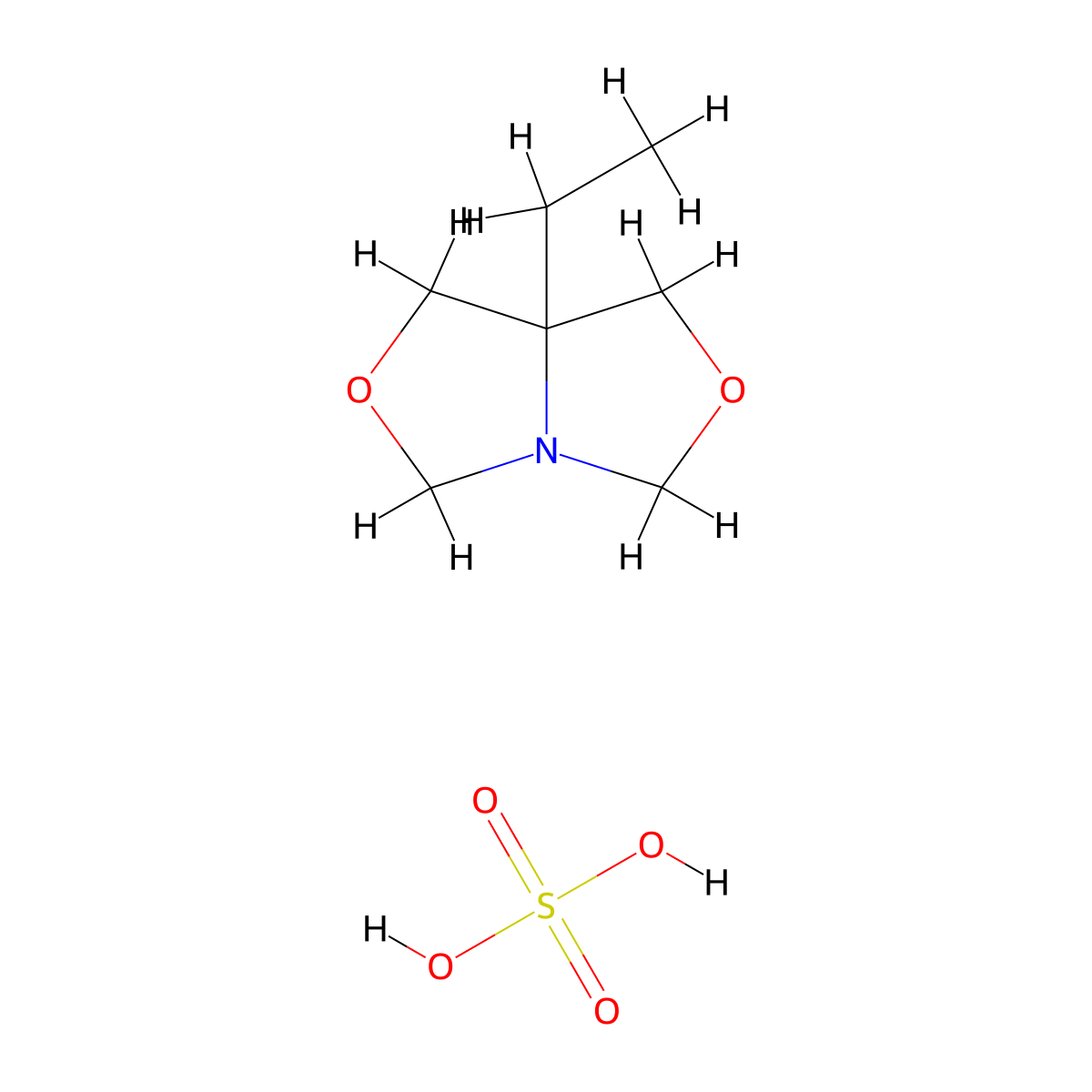 1H,3H,5H-Oxazolo(3,4-c)oxazole, 7a-ethyldihydro-, sulfate (1:1) molecular structure, CAS 68966-34-7