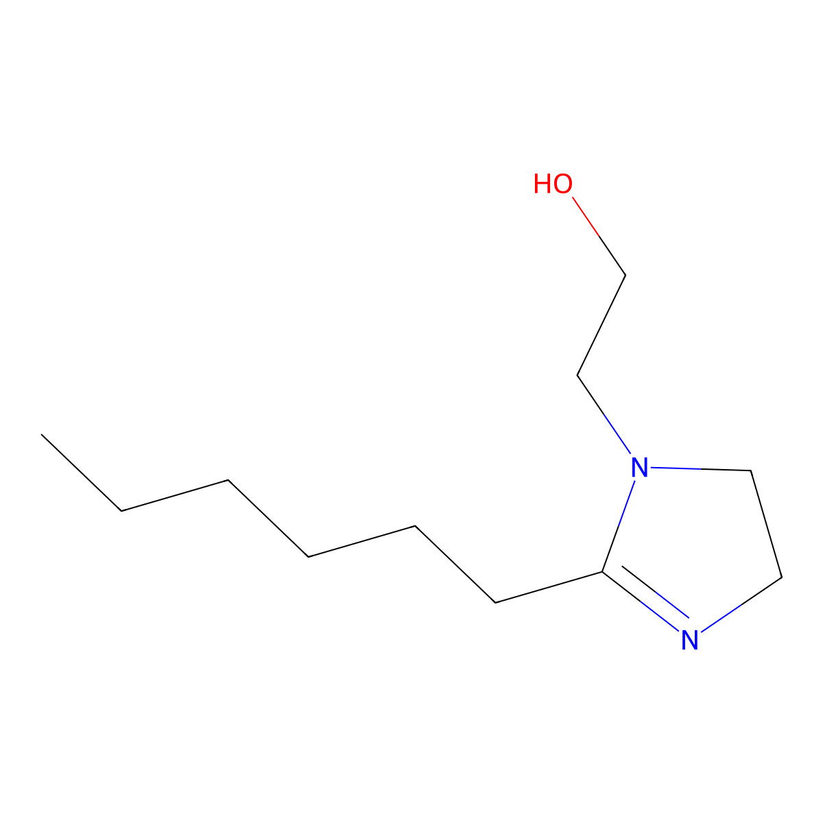 1H-Imidazole-1-ethanol, 2-hexyl-4,5-dihydro- molecular structure, CAS 68966-42-7