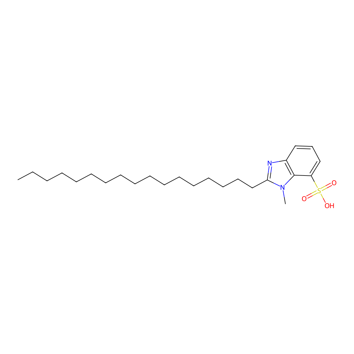 1H-Benzimidazolesulfonic acid, 2-heptadecyl-1-methyl- molecular structure, CAS 68966-82-5