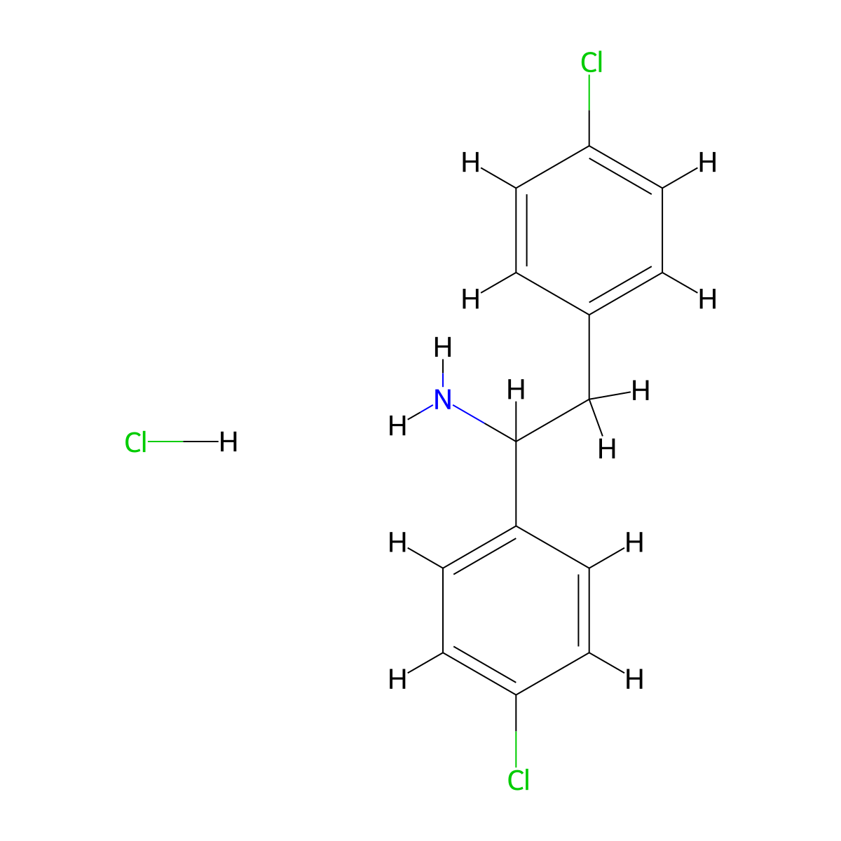 1,2-Bis(4-chlorophenyl)ethan-1-amine hydrochloride molecular structure, CAS 68968-03-6