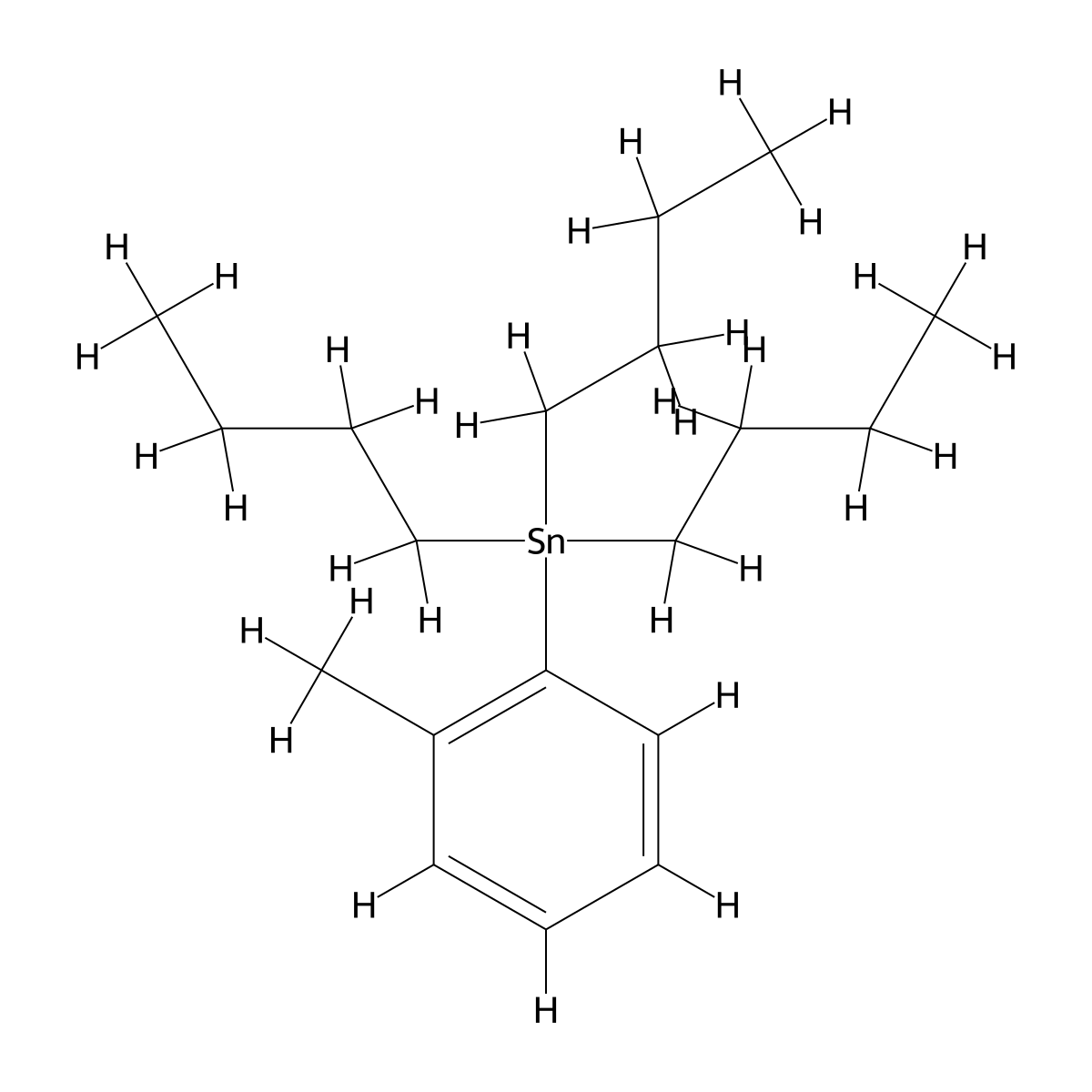 Tributyl(2-methylphenyl)stannane molecular structure, CAS 68971-87-9