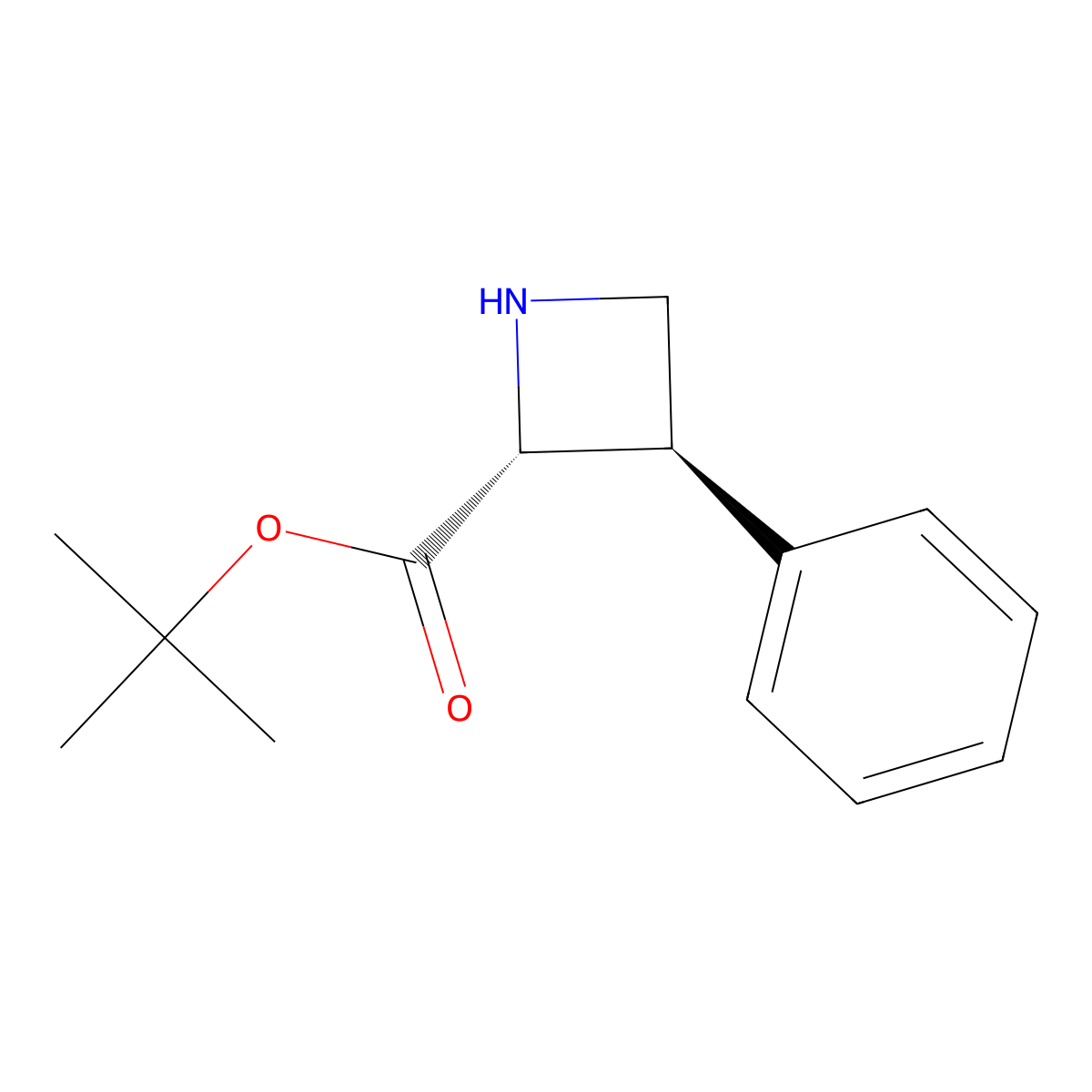 rac-tert-butyl (2R,3R)-3-phenylazetidine-2-carboxylate molecular structure, CAS 689736-54-7