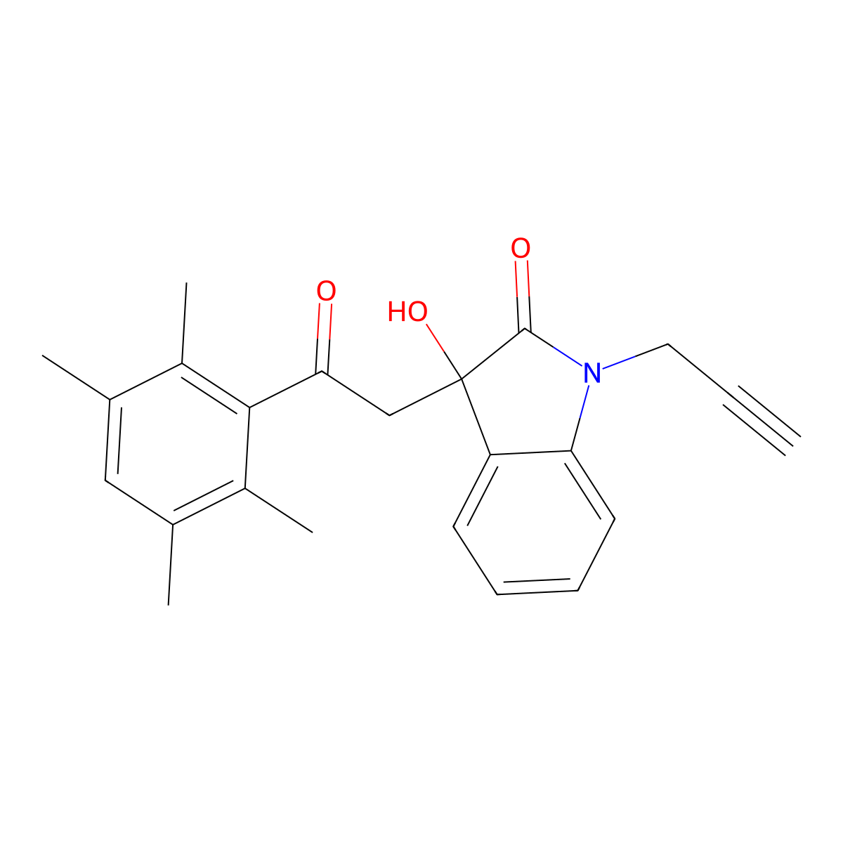 3-Hydroxy-3-[2-oxo-2-(2,3,5,6-tetramethylphenyl)ethyl]-1-prop-2-ynylindol-2-one molecular structure, CAS 689739-86-4