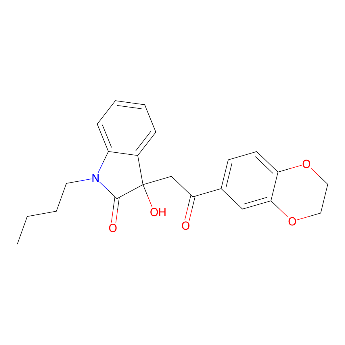 1-Butyl-3-[2-(2,3-dihydro-1,4-benzodioxin-6-yl)-2-oxoethyl]-3-hydroxyindol-2-one molecular structure, CAS 689740-25-8