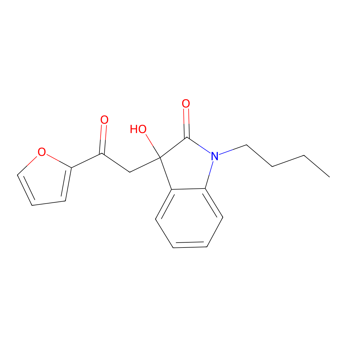 1-Butyl-3-[2-(furan-2-yl)-2-oxoethyl]-3-hydroxyindol-2-one molecular structure, CAS 689740-56-5
