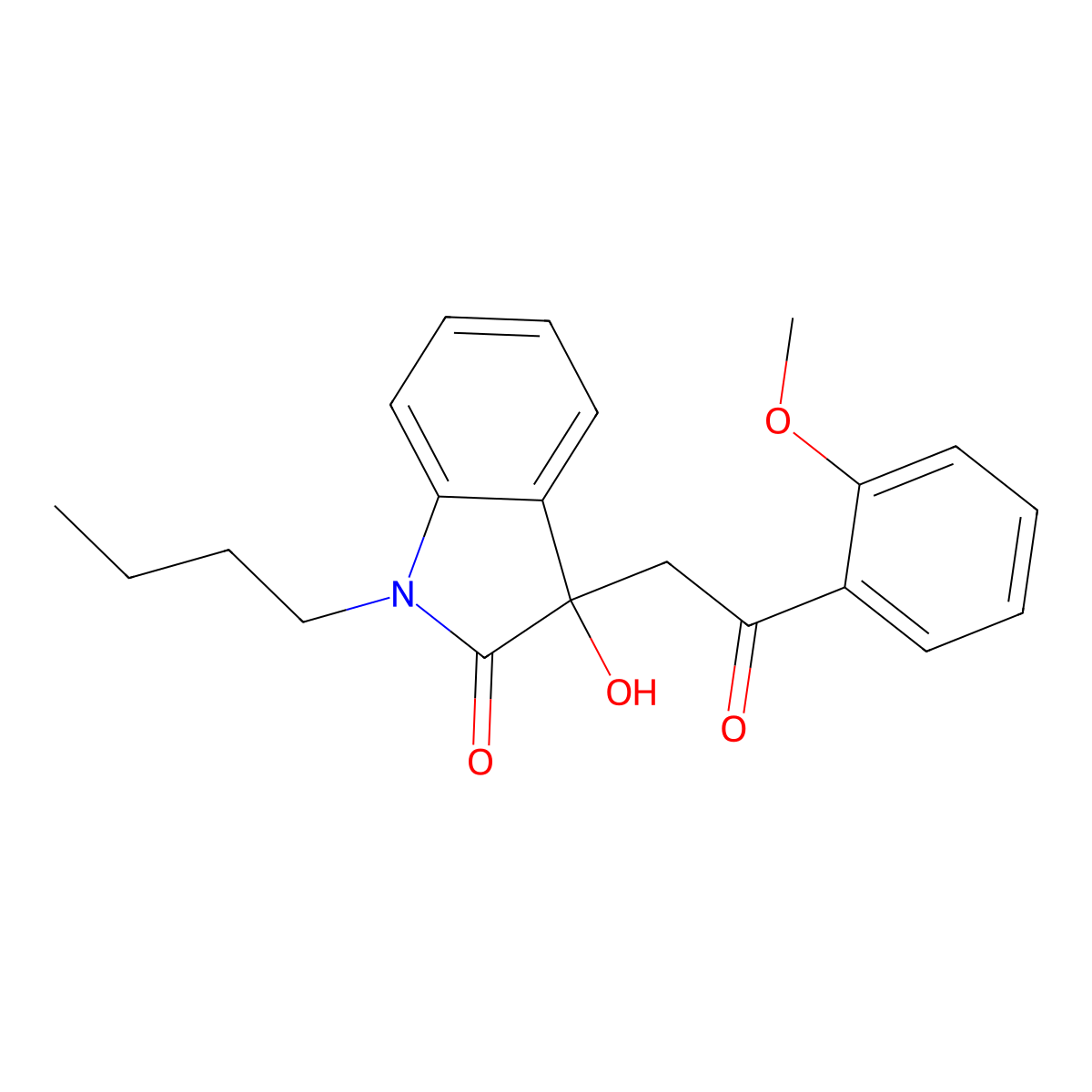 1-Butyl-3-hydroxy-3-[2-(2-methoxyphenyl)-2-oxoethyl]indol-2-one molecular structure, CAS 689741-44-4