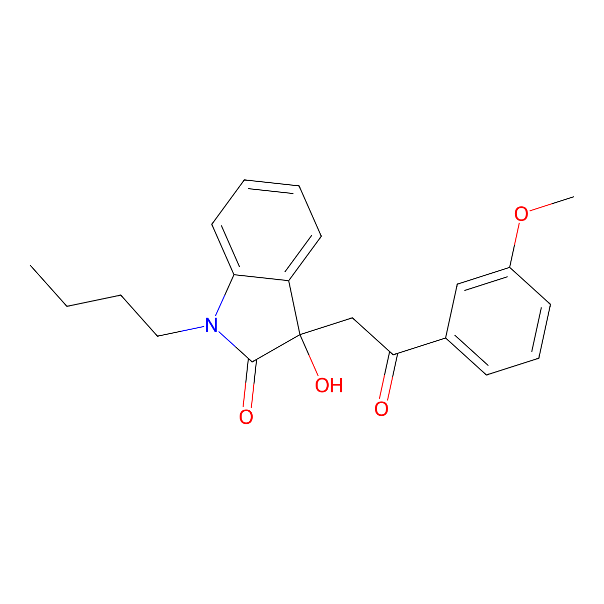 1-butyl-3-hydroxy-3-[2-(3-methoxyphenyl)-2-oxoethyl]-1,3-dihydro-2H-indol-2-one molecular structure, CAS 689741-52-4