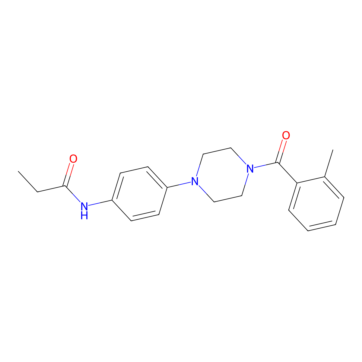 N-{4-[4-(2-methylbenzoyl)-1-piperazinyl]phenyl}propanamide molecular structure, CAS 689741-64-8
